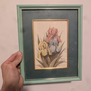Floral Art Print in Green Frame